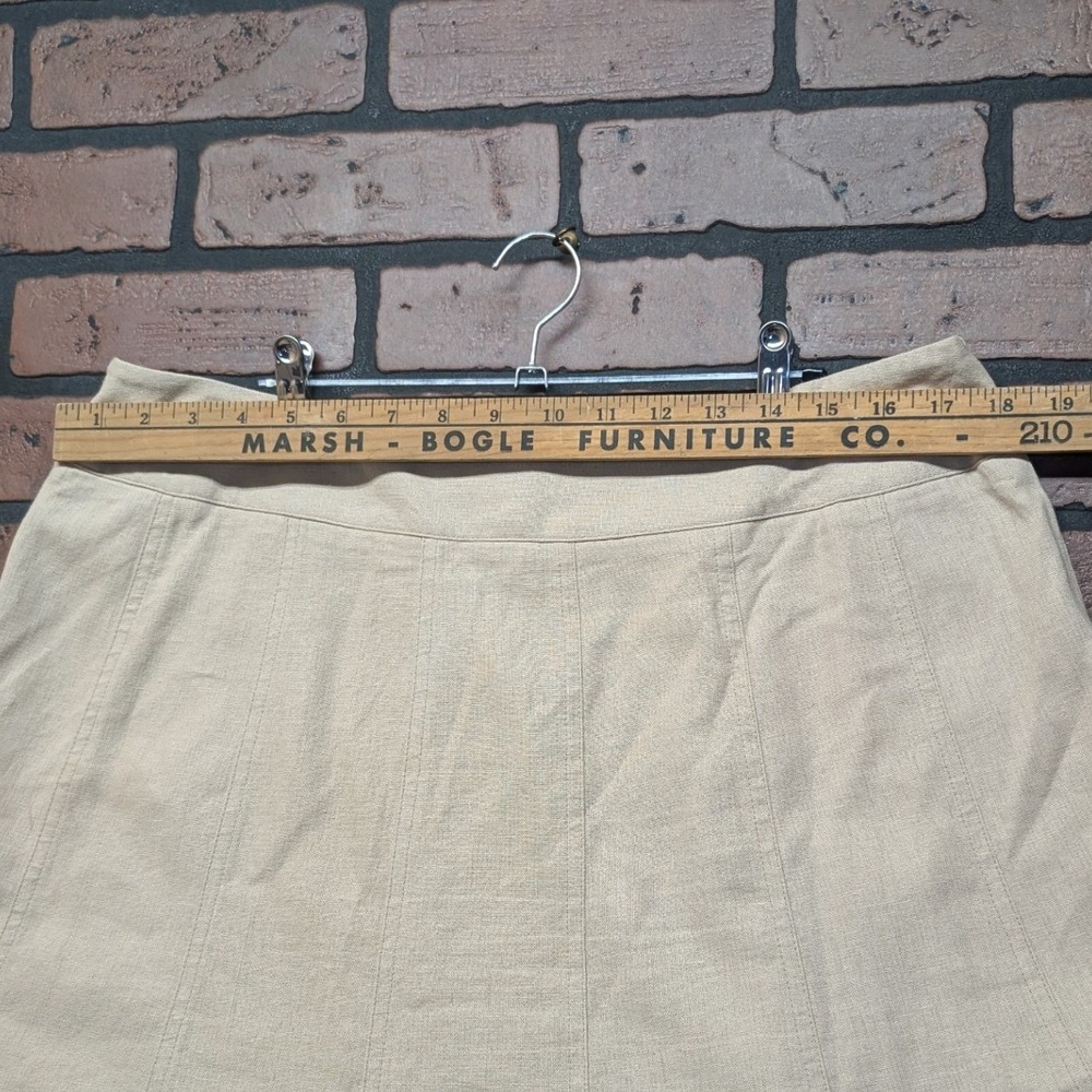 Dress Barn Tan Linen Blend Flared Panel A-Line Midi Skirt Women's Size 14 - Picture 3 of 13